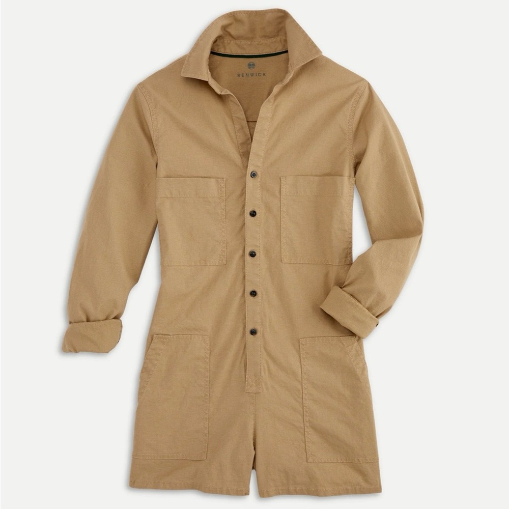 Women's Tan Utility Romper Jumpsuit